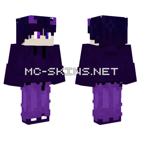 Purple Oversized Clothing Boy Minecraft skin, front and back