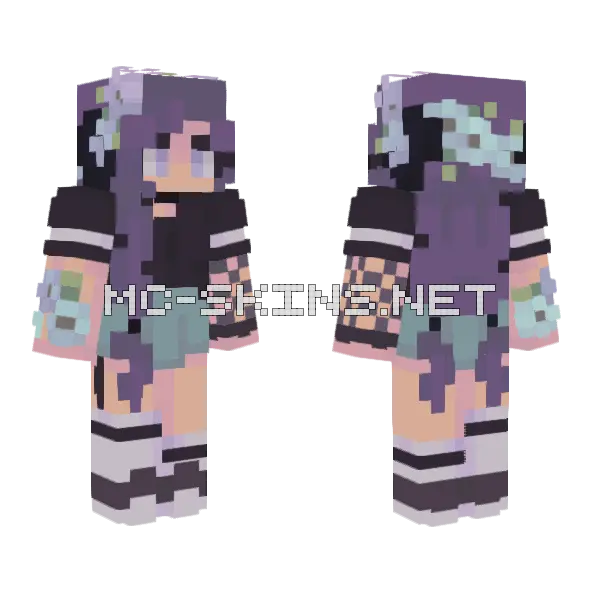 Purple Pixel Character Minecraft skin, front and back