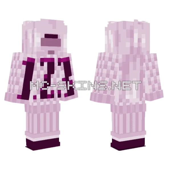 Purple Pixelated Boy Minecraft skin, front and back