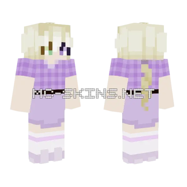 Purple Plaid Girl Minecraft skin, front and back