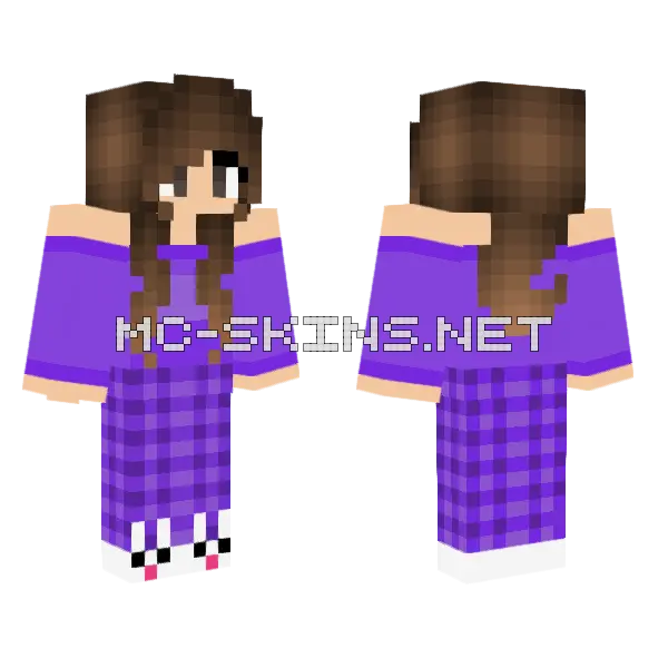 Purple Plaid Girl Minecraft skin, front and back