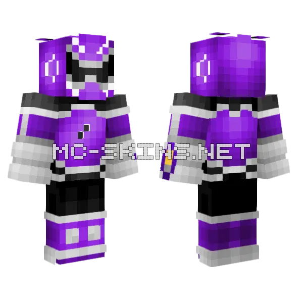 Purple Power Ranger Minecraft skin, front and back