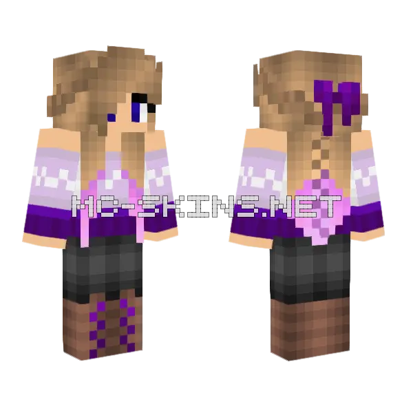 Purple Pretty Girl Edit Minecraft skin, front and back