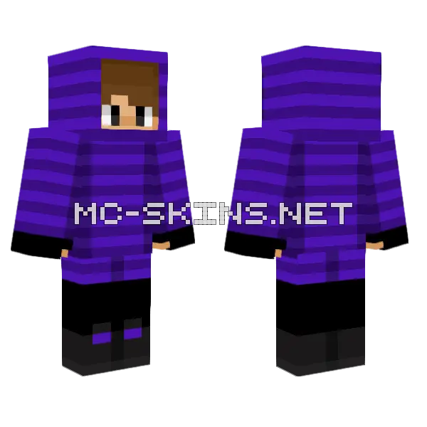 Purple Puff Hood Minecraft skin, front and back