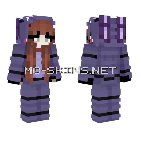 Purple Rabbit Character Minecraft skin, front and back