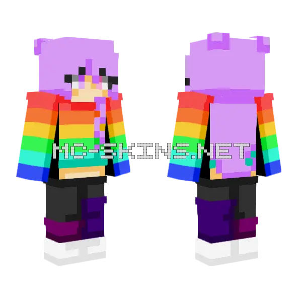 Purple Rainbow Hoodie, front and back