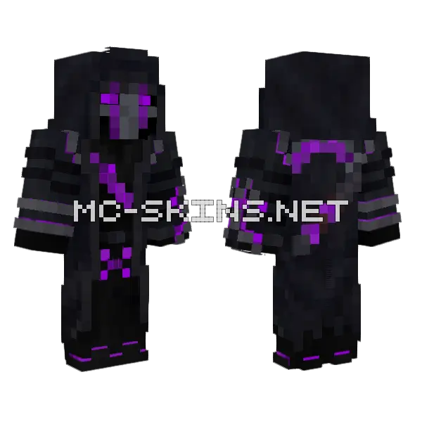 Purple Reaper Assassin Minecraft skin, front and back
