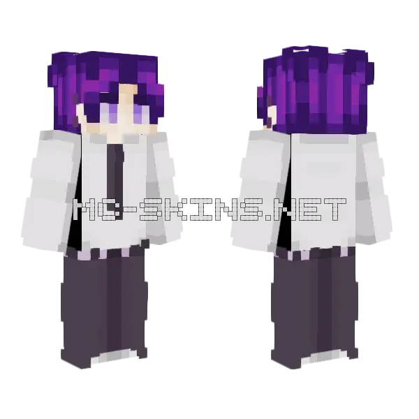 Purple School Boy Minecraft skin, front and back