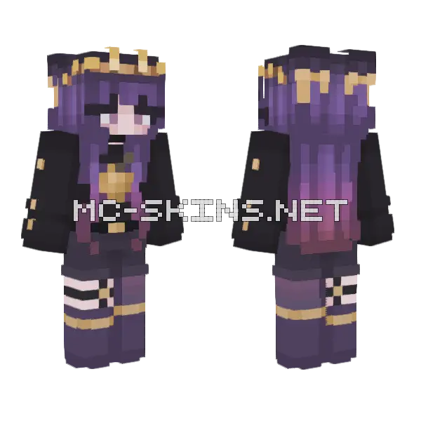 Purple School Uniform Girl Minecraft skin, front and back