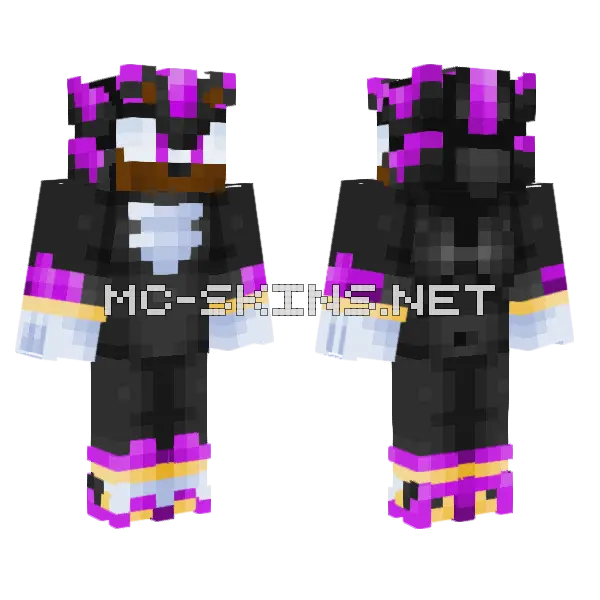 Purple Shadow The Hedgehog Minecraft skin, front and back