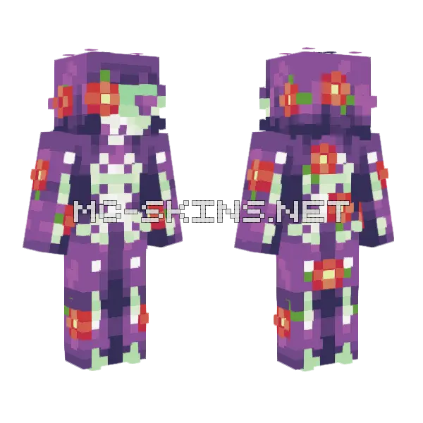Purple Skeleton Minecraft skin, front and back