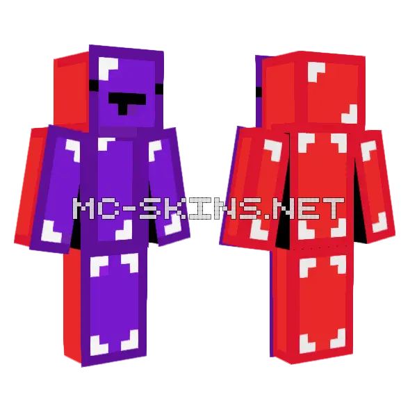 Purple Skeppy Red Back Minecraft skin, front and back