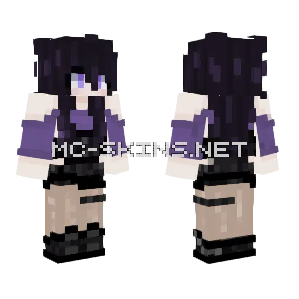 Purple Sporty Girl Minecraft skin, front and back