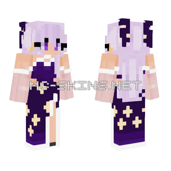 Purple Star Girl Minecraft skin, front and back