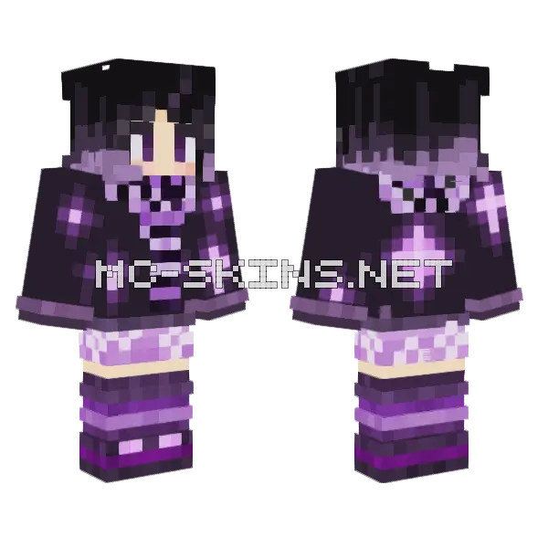 Purple Star Girl Minecraft skin, front and back