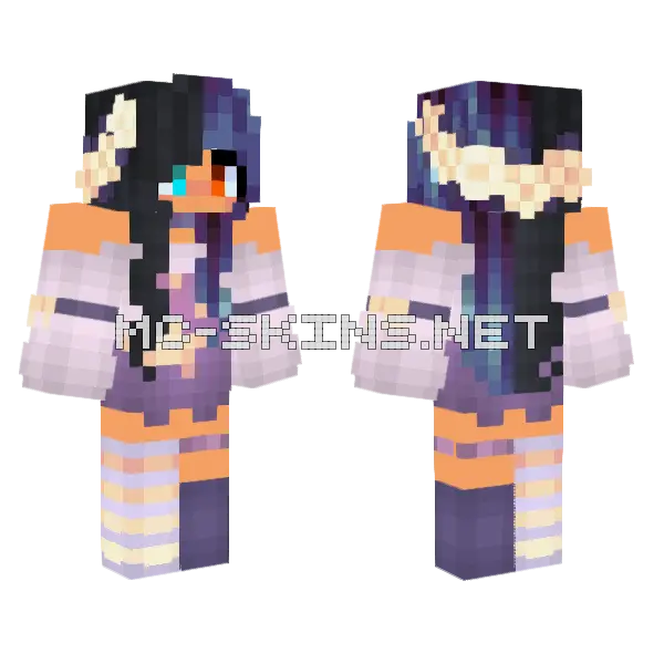 Purple Starry Dress Girl Minecraft skin, front and back