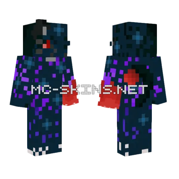 Purple Starry Night Minecraft skin, front and back