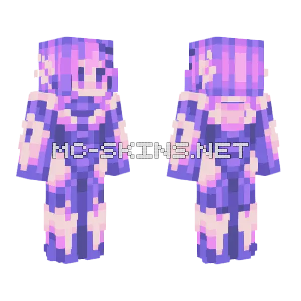 Purple Stars Adventure Minecraft skin, front and back