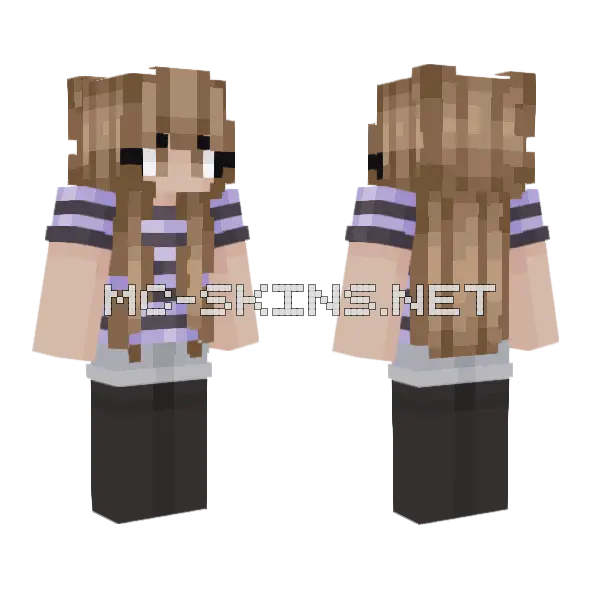 Purple Striped Sweater Girl Minecraft skin, front and back