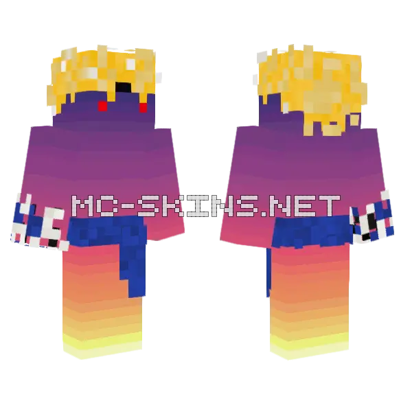 Purple Sunset Gradient Minecraft skin, front and back