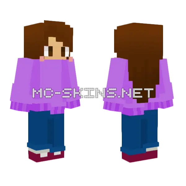 Purple Sweater Boy Minecraft skin, front and back