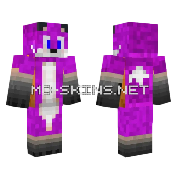Purple Tails Fox Minecraft skin, front and back