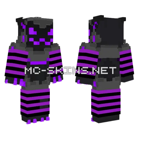 Purple Thigh Highs Femboy Protogen Minecraft skin, front and back