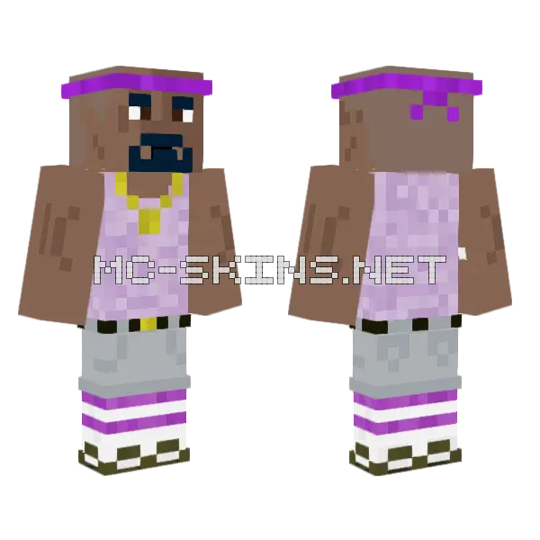 Purple Thug Minecraft skin, front and back