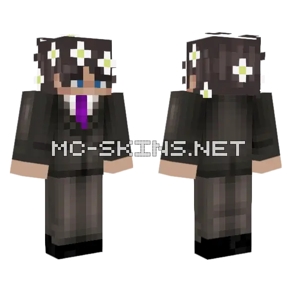 Purple Tie Suit Minecraft skin, front and back