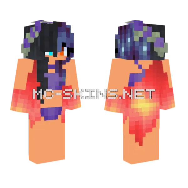 Purple Vine Girl Minecraft skin, front and back