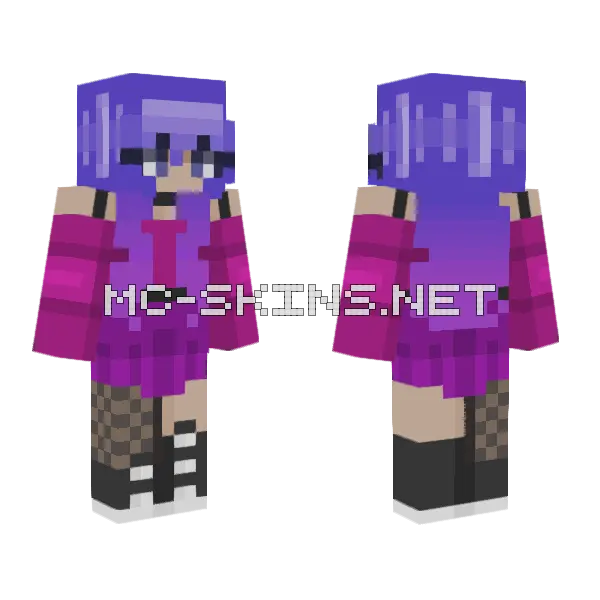 Purple Waves Rce Minecraft skin, front and back