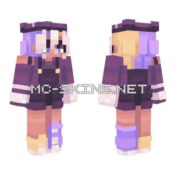 Purple Witch Bear Hug Minecraft skin, front and back