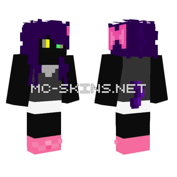 Purple Witch Hat Minecraft skin, front and back