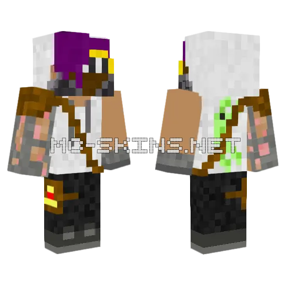 Purple Wizard With Staff Minecraft skin, front and back