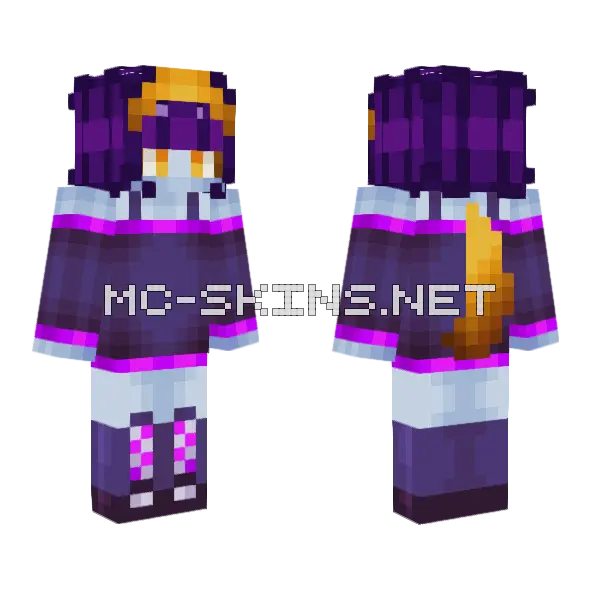 Purple Yellow Girl Minecraft skin, front and back