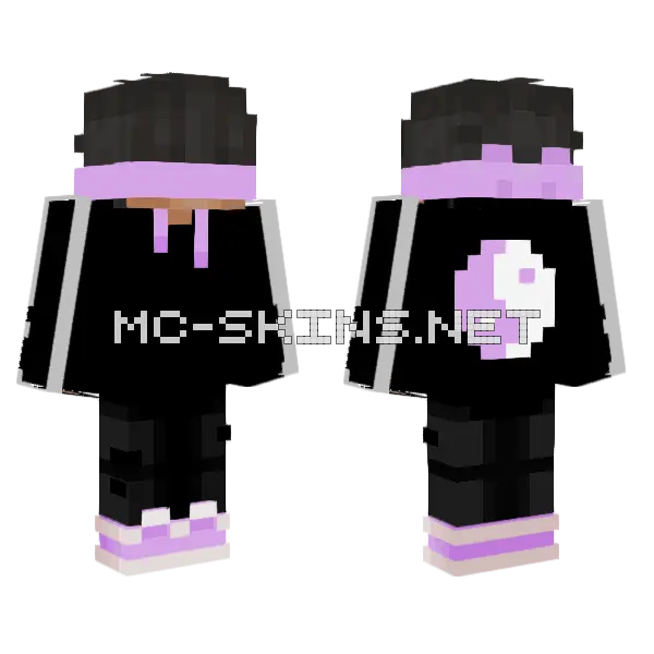 Purple Yin Yang Minecraft skin, front and back