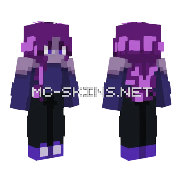 Purpley Dark Rce Minecraft skin, front and back