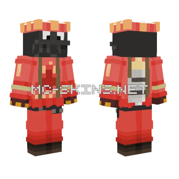 Pyro Cosmetic Loadout Minecraft skin, front and back