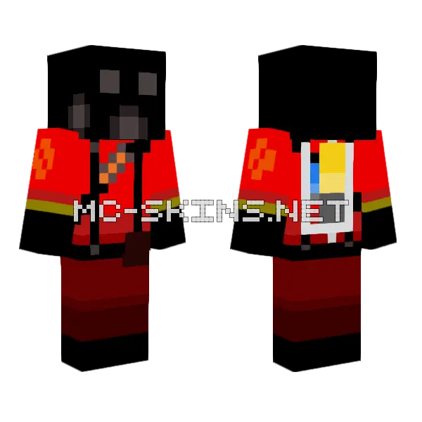Pyro TF2 Minecraft skin, front and back