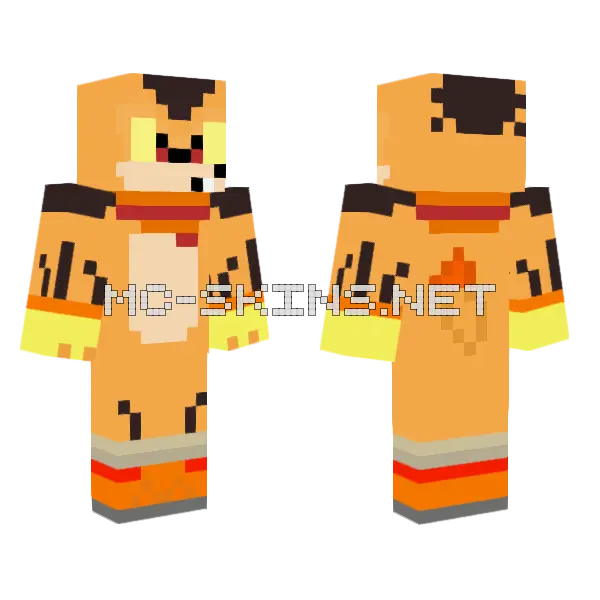 Pyro The Wolf OC Minecraft skin, front and back