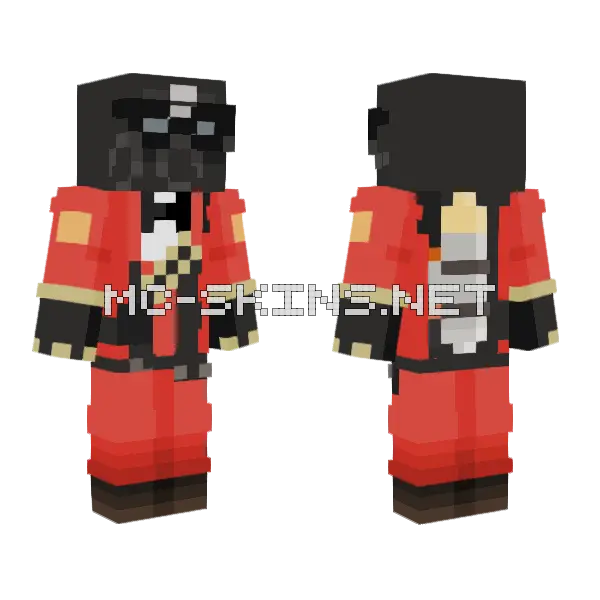 Pyro With Cosmetics Minecraft skin, front and back
