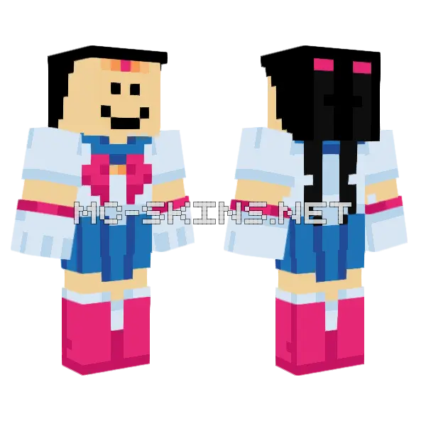 Quackity Sailor Moon Minecraft skin, front and back