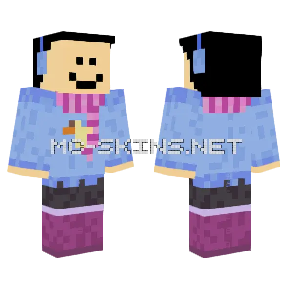 Quackity Winter Outfit Minecraft skin, front and back