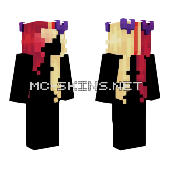 Queen Of Hearts Hair Base Minecraft skin, front and back