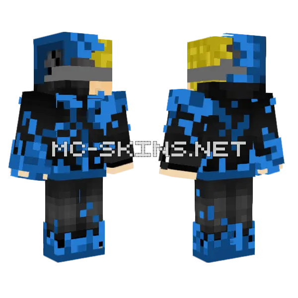 Qzlogan2 Skin Blue Blindfolded Minecraft skin, front and back
