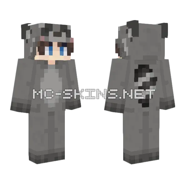 Raccoon Onesie Minecraft skin, front and back