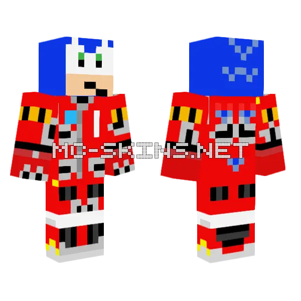 Racesuit Sonic SA2 Minecraft skin, front and back