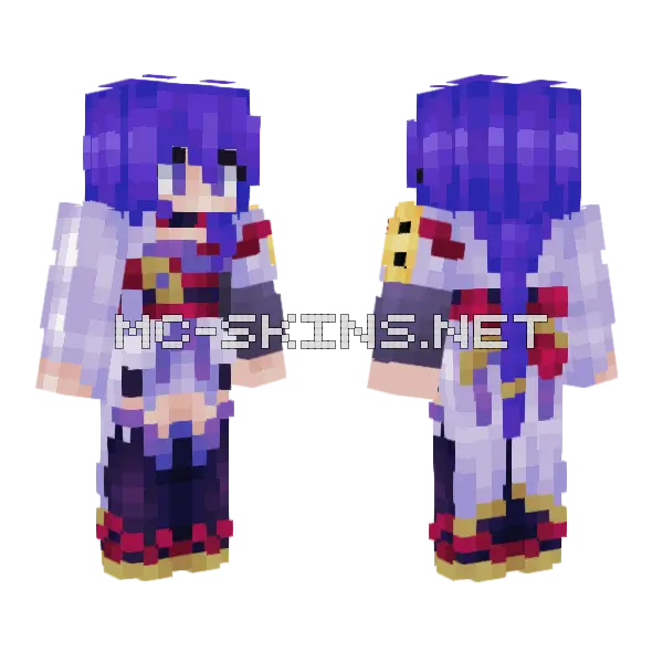 Raiden Shogun Outfit Minecraft skin, front and back