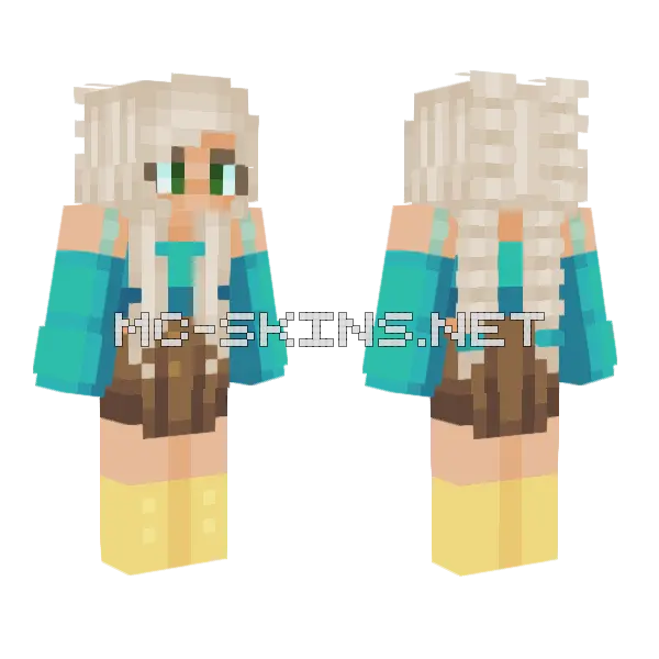 Rain Water Girl Minecraft skin, front and back