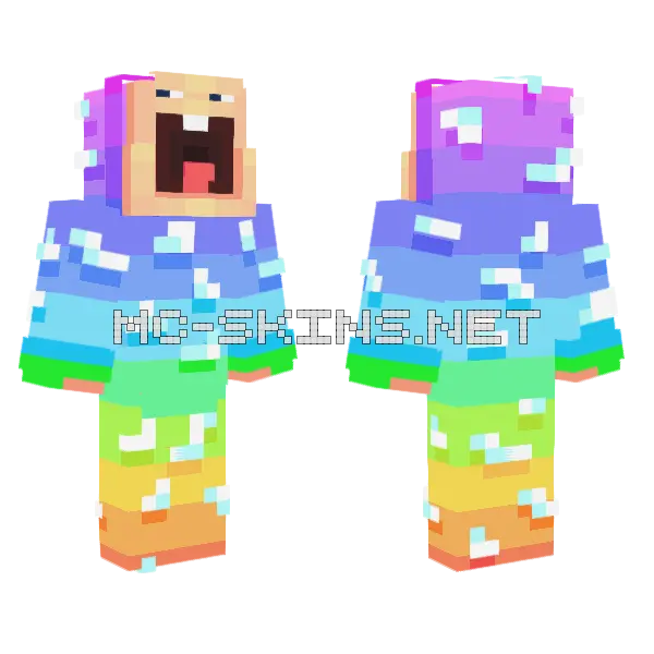 Rainbow Baby Minecraft skin, front and back